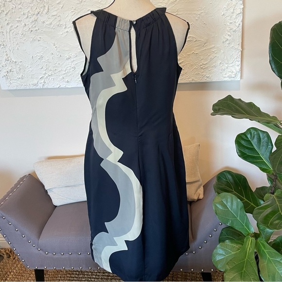 Banana Republic Geometric Silk Sleeveless Sheath Dress Sz 8 - Picture 5 of 8